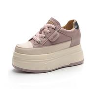 Mujer cuña Zapatillas de Deporte, Señoras Invierno Caliente Oculto Zapatos de tacón Casual Invisible Altura Aumento Zapatos de Moda,Rosado,36 EU