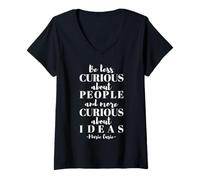 Mujer Curiosa Cita Famosa Chicas en Stem Marie Curie Camiseta Cuello V