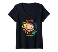 Mujer Curious George Best Day Ever Smile Camiseta Cuello V