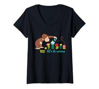 Mujer Curious George Lets Be Curious Spring Flowers Camiseta Cuello V