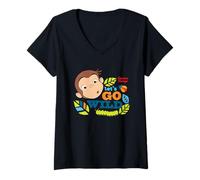 Mujer Curious George Lets Go Wild Camiseta Cuello V