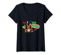 Mujer Curious George Lets Go Wild Upside Down Camiseta Cuello V