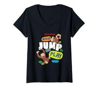 Mujer Curious George Run Jump Play Repeat Camiseta Cuello V