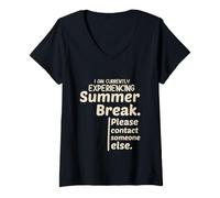 Mujer Currently Experiencing Summer Break Contact Someone Else Camiseta Cuello V