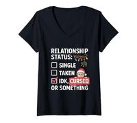 Mujer Cursed Christmas Relationship Status Holiday Sarcastic Elf Camiseta Cuello V