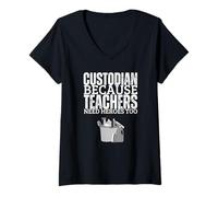 Mujer Custodio de la escuela son héroes divertido custodio escolar Camiseta Cuello V