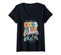 Mujer Custodio Escuelas de superhéroes Conserje Orgullo Limpiador Camiseta Cuello V