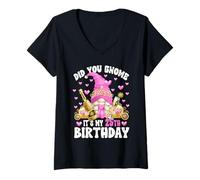 Mujer Cute 25th Birthday GNOME Princess For Women Its My Birthday Camiseta Cuello V