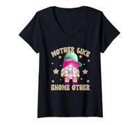 Mujer Cute 80 90s Roller Skating GNOME For Women Roller Skate Mom Camiseta Cuello V
