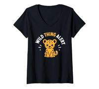 Mujer Cute Animal Leopard Quote Funny Wild Thing Alert Camiseta Cuello V