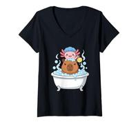 Mujer Cute Axolotl Capybara Bath Animal Lover Pet Aquatic Friends Camiseta Cuello V