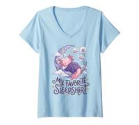 Mujer Cute Axolotl My Favorite Sleepshirt Kawaii Teen Pajama Camiseta Cuello V
