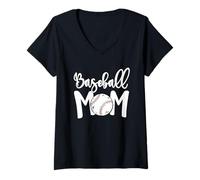 Mujer Cute Baseball Mom White Print Softball Mom Mother's Day Camiseta Cuello V