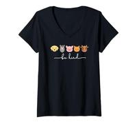 Mujer Cute Be Kind to Animals Cute Farm Friends Kindness Camiseta Cuello V