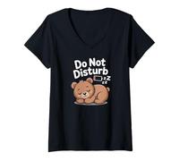Mujer Cute Bear Grizzly Bears Sleeping Recharging Low Energy Camiseta Cuello V