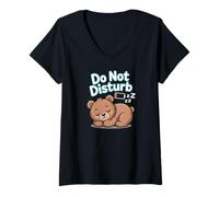 Mujer Cute Bear Grizzly Bears Sleeping Recharging Low Energy Camiseta Cuello V