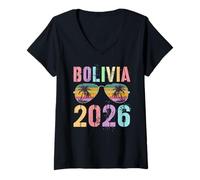 Mujer Cute Bolivia 2026 Trip Swim Vacay Primos Vibes Cumpleaños Camiseta Cuello V