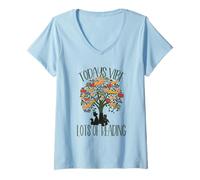 Mujer Cute Book Tree Design For Librarian Bookworm & Reading Lover Camiseta Cuello V