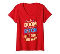 Mujer Cute Boom Bitch Fireworks Squad America el 4 de Julio Bang Expert Camiseta Cuello V