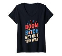 Mujer Cute Boom Bitch Squad Director de Seguridad Crew American Sarcasm Camiseta Cuello V
