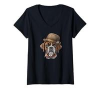 Mujer Cute Boxer Dog Graphic For Dog Owner Mom and Dad Boxer Face Camiseta Cuello V