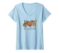 Mujer Cute Bunny For Women with Sunflower Mom Peace Love Easter Camiseta Cuello V