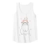 Mujer Cute Bunny Glasses Flower Tiara Headband Happy Easter Day Camiseta sin Mangas