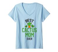 Mujer Cute Cacti Family, la Mejor mamá de Cactus de la Historia Camiseta Cuello V
