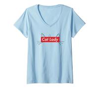 Mujer Cute Cat Lady Graphic Camiseta Cuello V