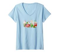 Mujer Cute Christmas Coffee Graphic For Women Funny Xmas Snowman Camiseta Cuello V