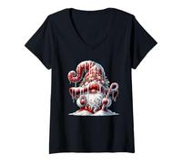Mujer Cute Christmas GNOME with Candy Cane Decor For Xmas Winter Camiseta Cuello V