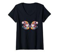 Mujer Cute Coffee Teacher Gnomes For Women In Patchwork Coffee Mug Camiseta Cuello V