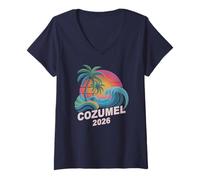 Mujer Cute Cozumel 2026 Vacay Cruise Vacation Familia Todas Las Chicas Camiseta Cuello V