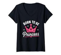 Mujer Cute Crown Inspirational Quote Girls Born To Be Princess Camiseta Cuello V