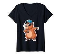 Mujer Cute Dabbing Capybara Animal Boys Men Toddler Kids Camiseta Cuello V