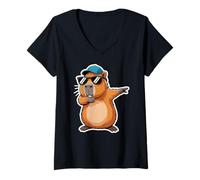 Mujer Cute Dabbing Capybara Animal Boys Men Toddler Kids Camiseta Cuello V