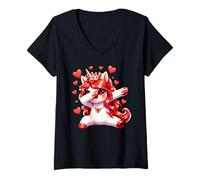 Mujer Cute Dabbing Unicorn Valentine Funny Heart Love Graphic tee Camiseta Cuello V