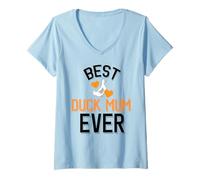 Mujer Cute Duck Mum, la Mejor mamá de Pato de la Historia Camiseta Cuello V