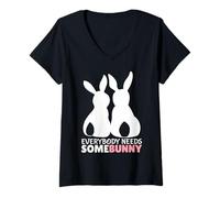 Mujer Cute Easter Bunny Everybody Needs Somebunny Girls & Toddlers Camiseta Cuello V