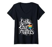 Mujer Cute Every Love Matters LGBT Valentine Adulto Gay Lesbianas Camiseta Cuello V