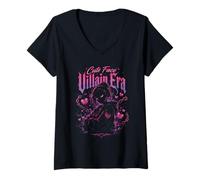 Mujer Cute Face Villain Era Estética Oscura Camiseta Cuello V