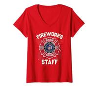 Mujer Cute Firework Staff Patriotic 4 Julio Boom Squad Técnico Camiseta Cuello V