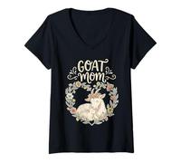 Mujer Cute Floral Goat Mom Homestead Farmer Mother Camiseta Cuello V