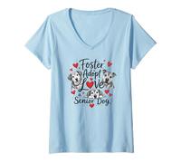 Mujer Cute Foster Adopt Love Senior Dog Rescue Camiseta Cuello V