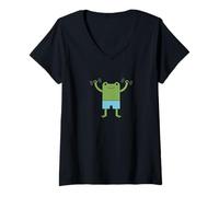 Mujer Cute Frog Funny Fitness Gym Workout Weightlifting Camiseta Cuello V