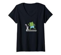 Mujer Cute Frog Funny Fitness Gym Workout Weightlifting Camiseta Cuello V
