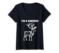 Mujer Cute Funny caribous Animals Little Simple I'm a Caribou Camiseta Cuello V