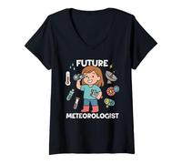 Mujer Cute Future Meteorologist Kids Girl Junior Weather Scientist Camiseta Cuello V