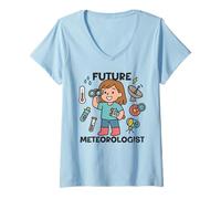 Mujer Cute Future Meteorologist Kids Girl Weather Scientist White Camiseta Cuello V