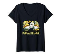 Mujer Cute Gardening Gnome Graphic Make A Little Wish Dandelion Camiseta Cuello V